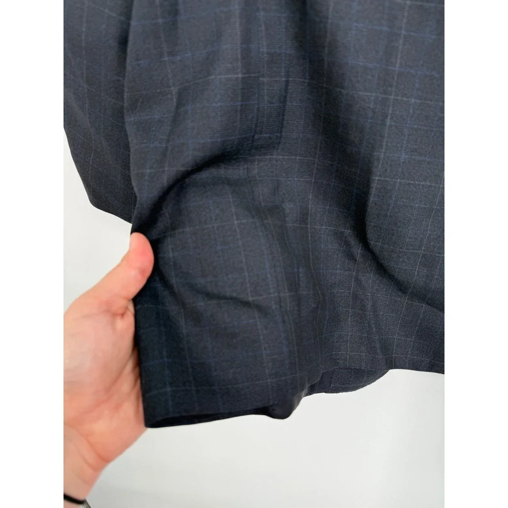 Canali Navy Blue Windowpane Checked‎ Pure Wool Mens Sportcoat Size 54R